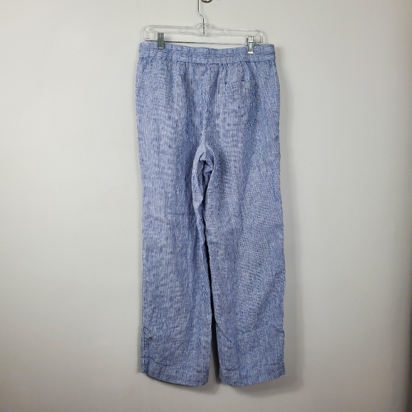 Talbots Linen Pant Womens Size MP Elastic Waist Drawstring Nautical Stripe Beach - Picture 4 of 7